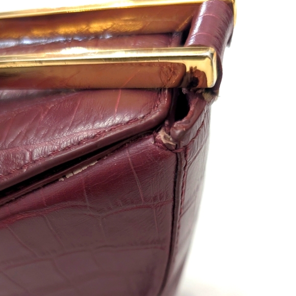 DeMellier Burgundy Croc Effect Bergen Bag - Picture 14 of 16